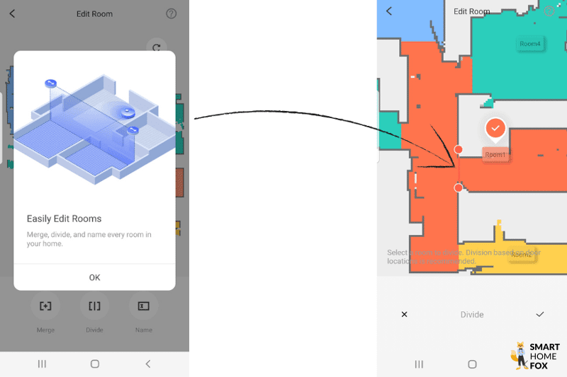 Редактирование карты квартиры в приложении Roborock S7 MaxV Ultra